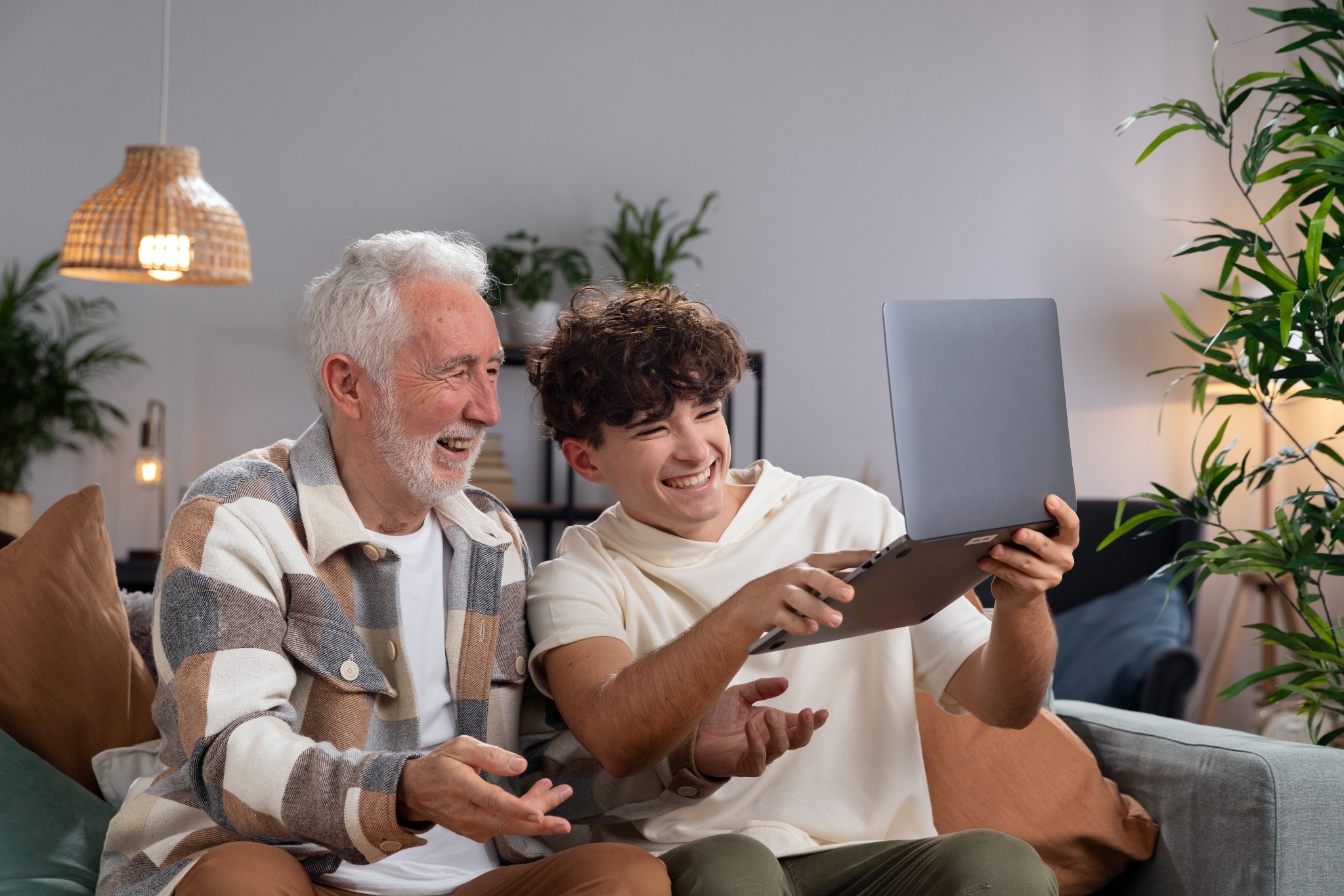 Family members enjoying a video call