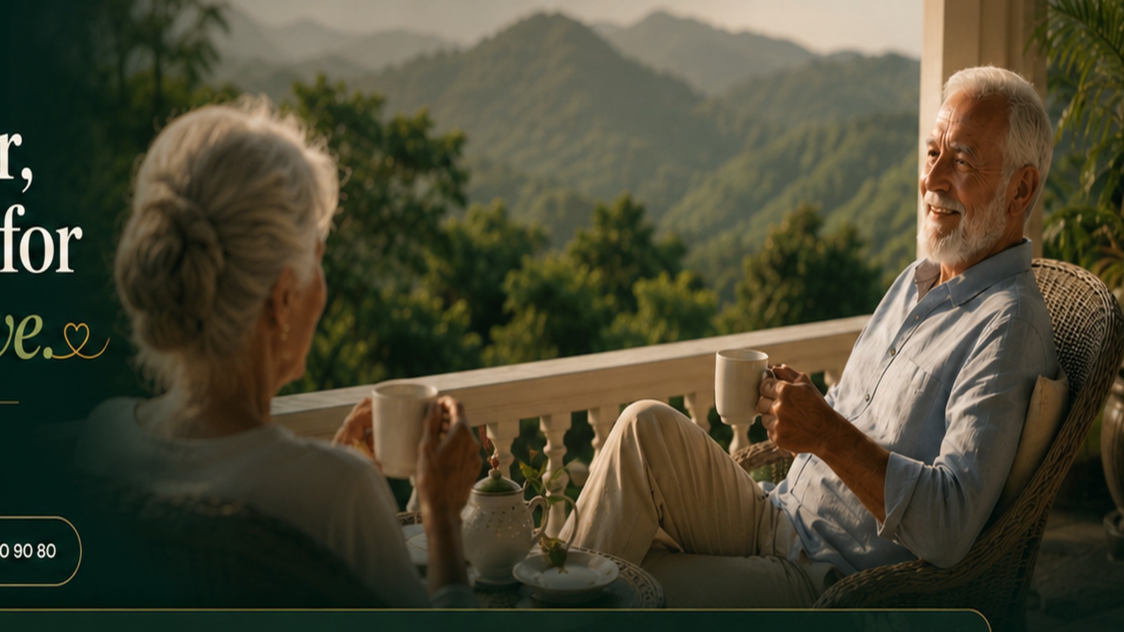 Senior couple enjoying a peaceful mountain setting